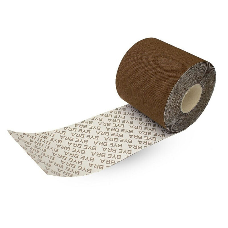 BYE-BRA - KÖRPERKLEBEBAND 5 M X 6.5 CM + 3 PAAR NIPPLE COVER BRAUN