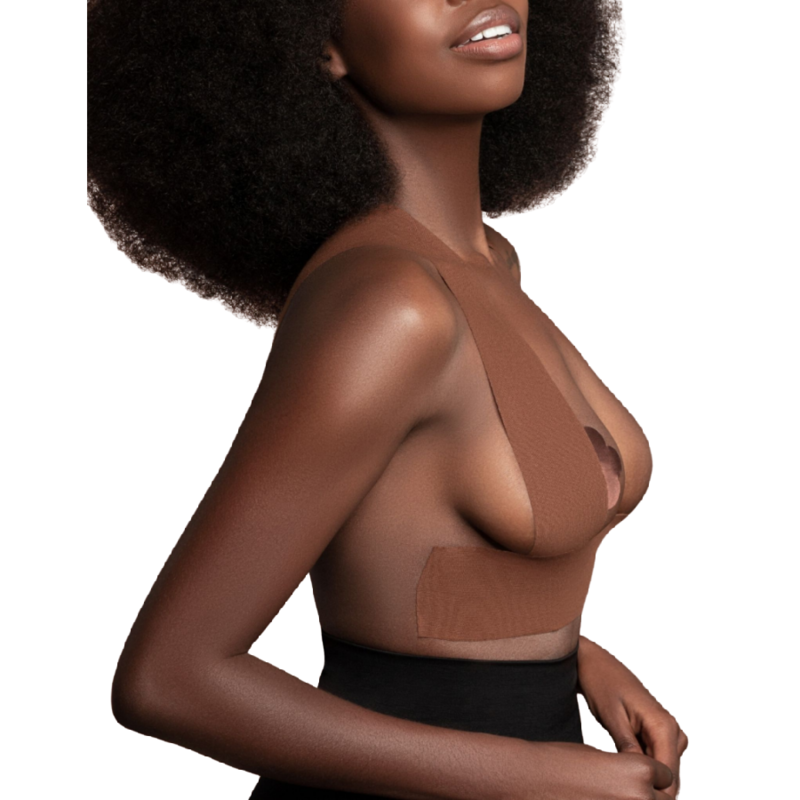 BYE-BRA - KÖRPERKLEBEBAND 5 M X 6.5 CM + 3 PAAR NIPPLE COVER BRAUN
