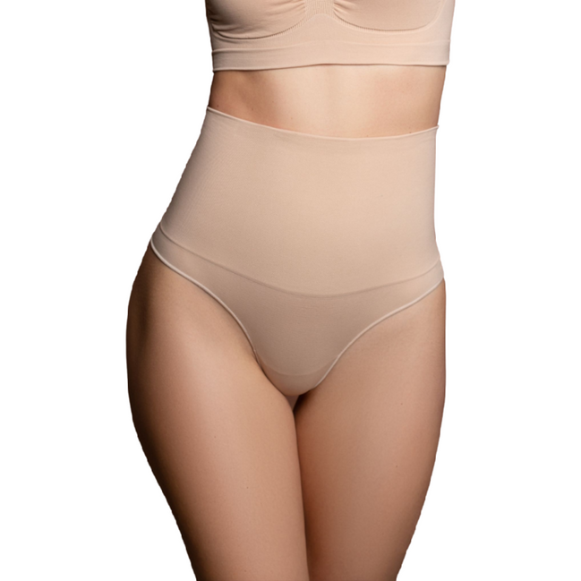 BYE-BRA – NAHTLOSER Miederhöschen, Tanga-Stil, BEIGE, GRÖSSE S