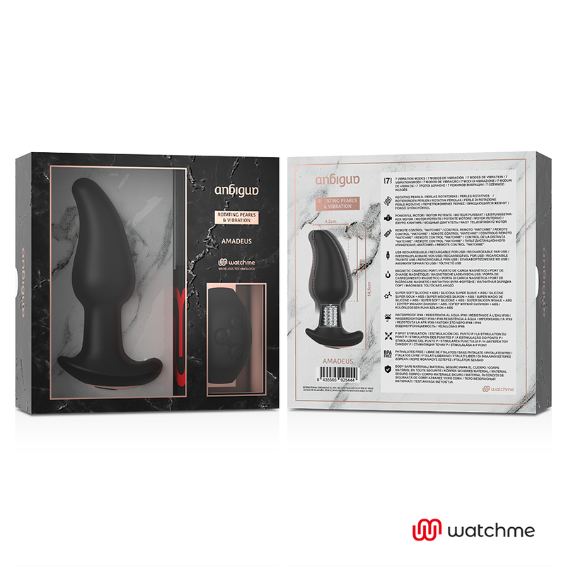 ANBIGUO - WATCHME ANALPLUG MIT FERNBEDIENUNG UND ROTIERENDEN AMADEUS PERLEN