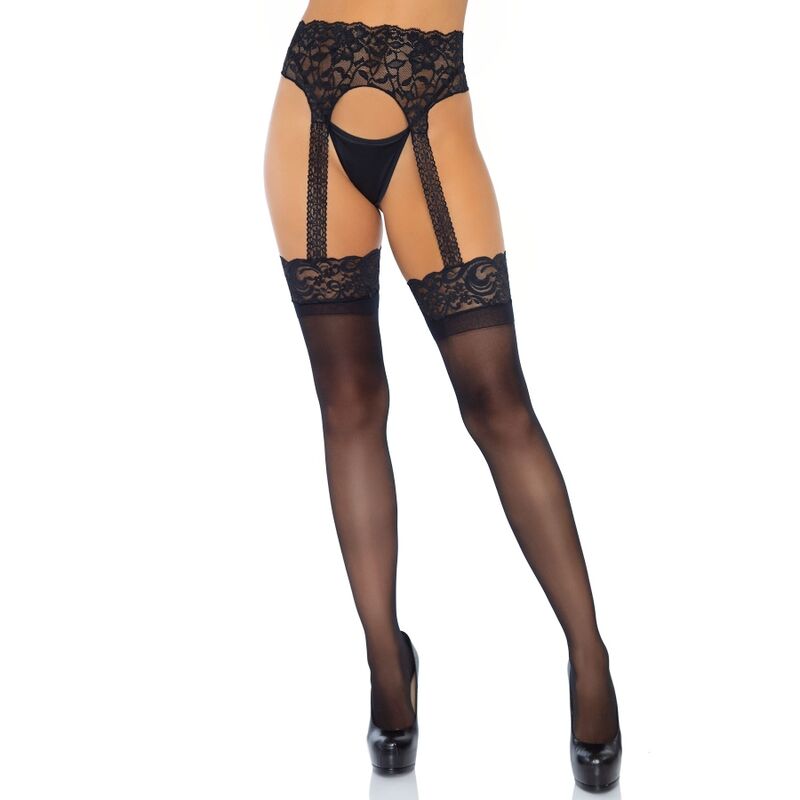 LEG AVENUE - BLICKDICHTER STRUMPFHOSEN MIT HALTERUNG EINHEITSGRÖSSE