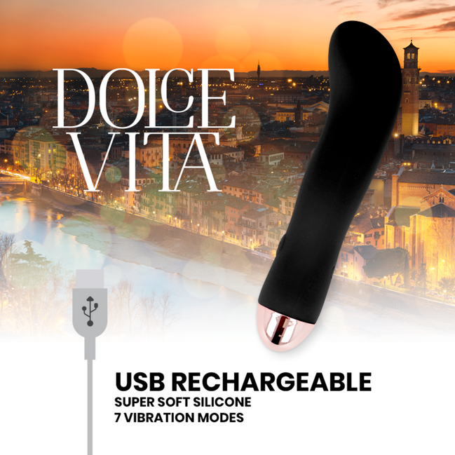 DOLCE VITA - RECHARGEABLE Sensory Device TWO BLACK 7 SPEED