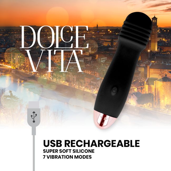 DOLCE VITA - RECHARGEABLE Sensory Device THREE BLACK 7 SPEED
