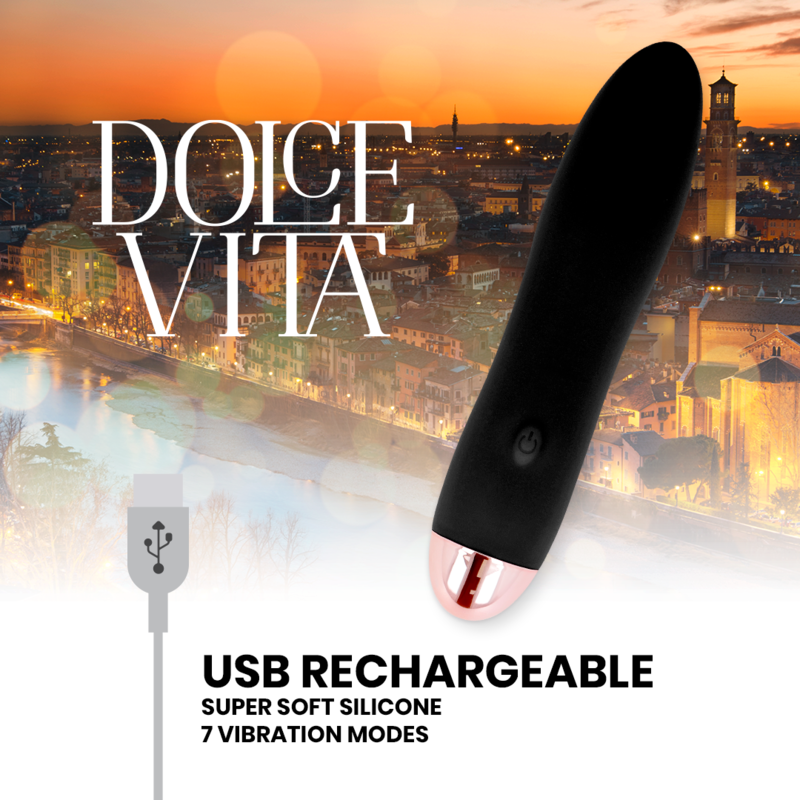 DOLCE VITA - RECHARGEABLE Sensory Device FOUR BLACK 7 SPEEDS