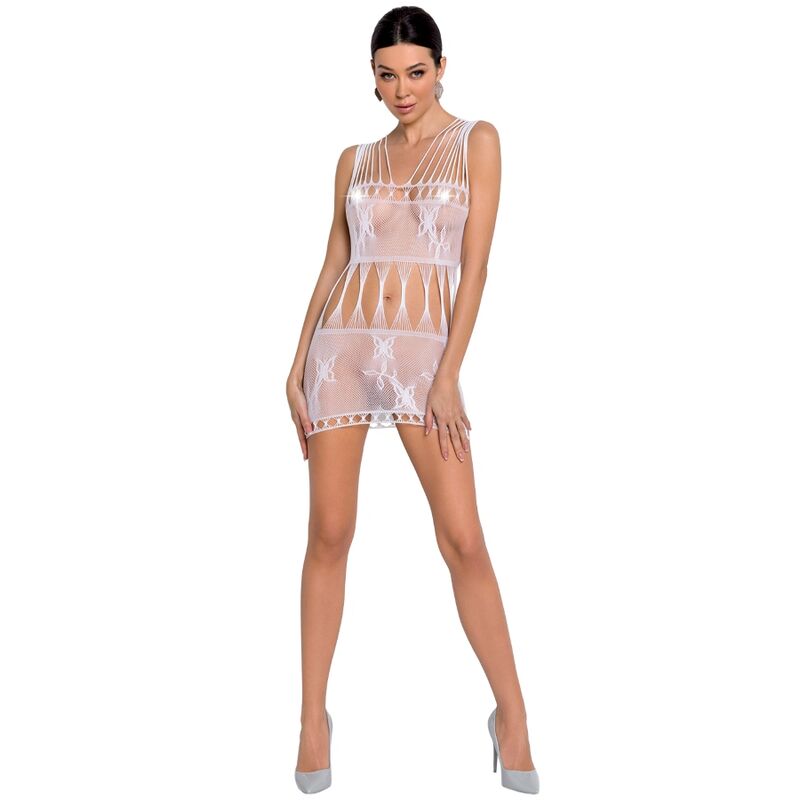 PASSION - WOMAN BS090 WEISSER BODYSTOCKING EINHEITSGRÖSSE