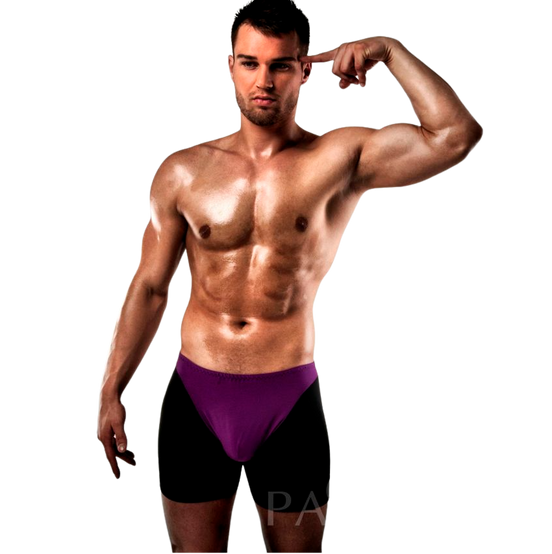 PASSION - BOXER 009 LILA/SCHWARZ EROTISCHE WÄSCHE S/M