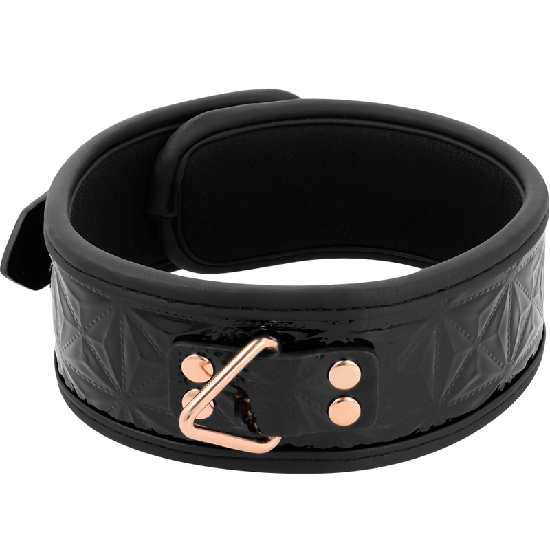 BEGME - SCHWARZES PREMIUM VEGANES LEDERHALSBAND MIT NEOPRENFUTTER