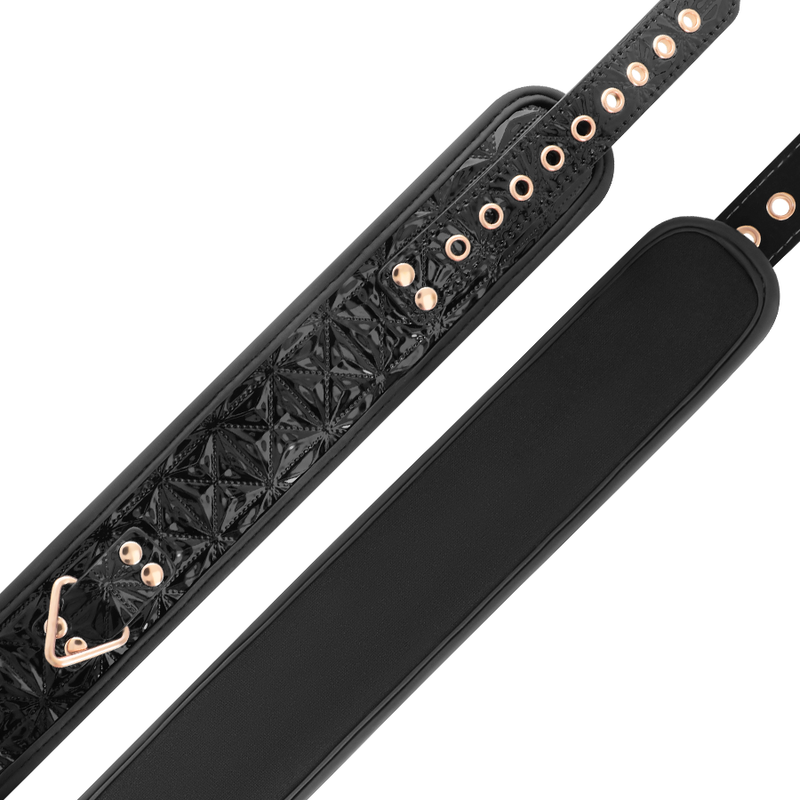 BEGME - SCHWARZES PREMIUM VEGANES LEDERHALSBAND MIT NEOPRENFUTTER