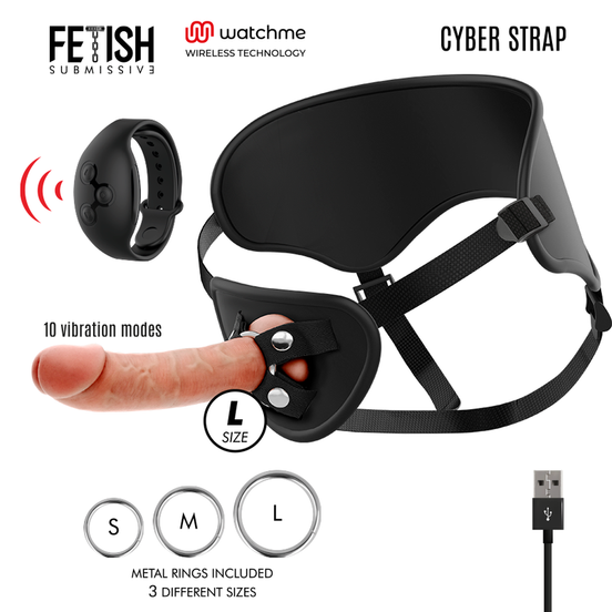 FETISCH SUBMISSIVER CYBER STRAP - HARNESS MIT FERNBEDIENUNG Wellness Gerät WATCHME L TECHNOLOGY