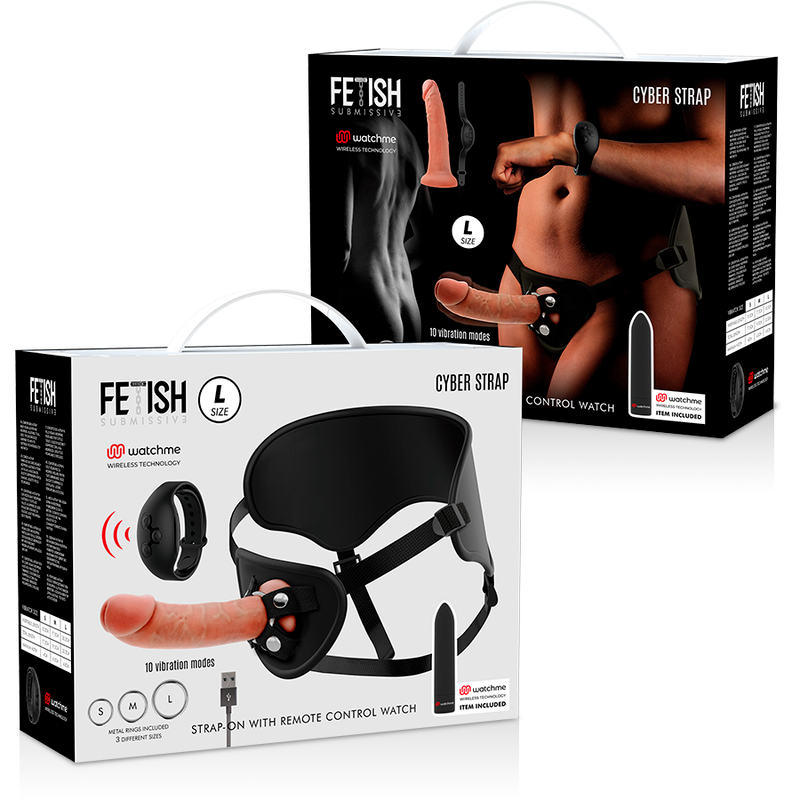 FETISH SUBMISSIVE CYBER STRAP - HARNESS WITH Wellness Device UND BULLET REMOTE CONTROL WATCHME L TECHNOLOGY