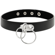 COQUETTE CHIC DESIRE - VEGANES DOPPELRING-HALSBAND AUS KUNSTLEDER