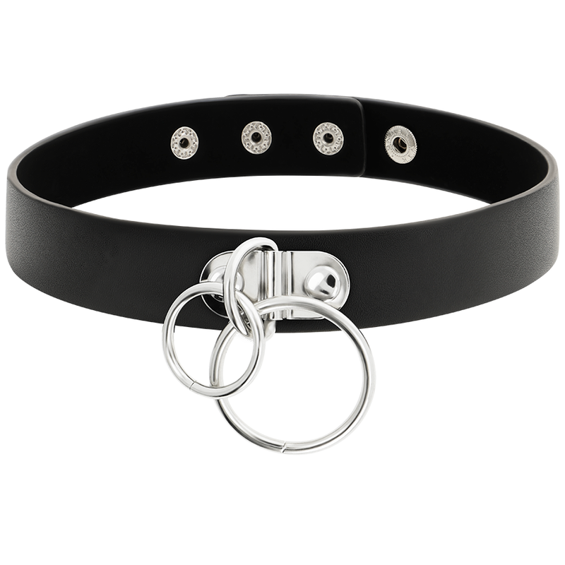 COQUETTE CHIC DESIRE - VEGANES DOPPELRING-HALSBAND AUS KUNSTLEDER