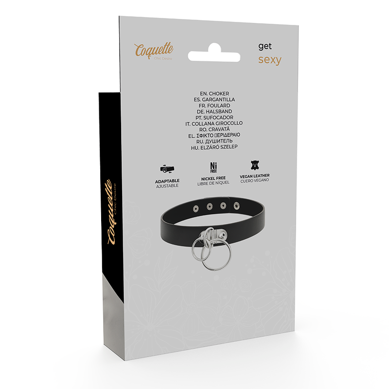 COQUETTE CHIC DESIRE - VEGANES DOPPELRING-HALSBAND AUS KUNSTLEDER
