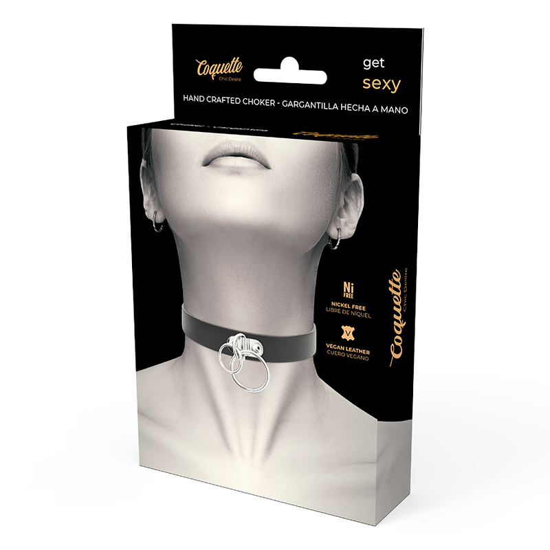 COQUETTE CHIC DESIRE - VEGANES DOPPELRING-HALSBAND AUS KUNSTLEDER