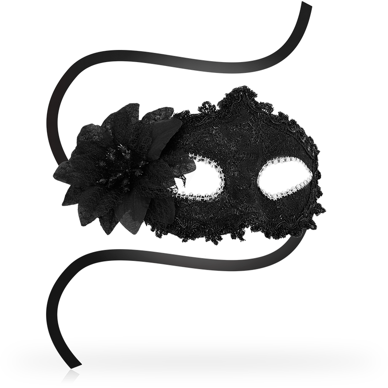 OHMAMA - ANTIZAZ MASKEN IM VENEZIANISCHEN STIL MIT SEITLICHER BLUME - SCHWARZ