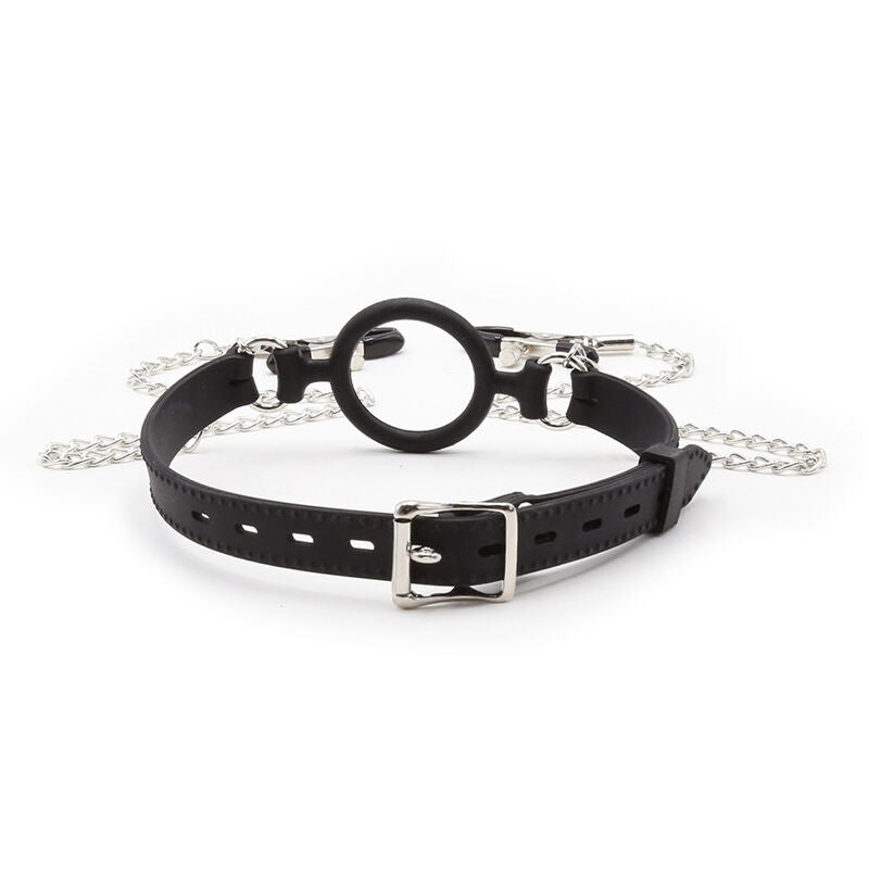 OHMAMA FETISH - RINGKNEBEL MIT KETTEN UND NIPPLE CLAMPS