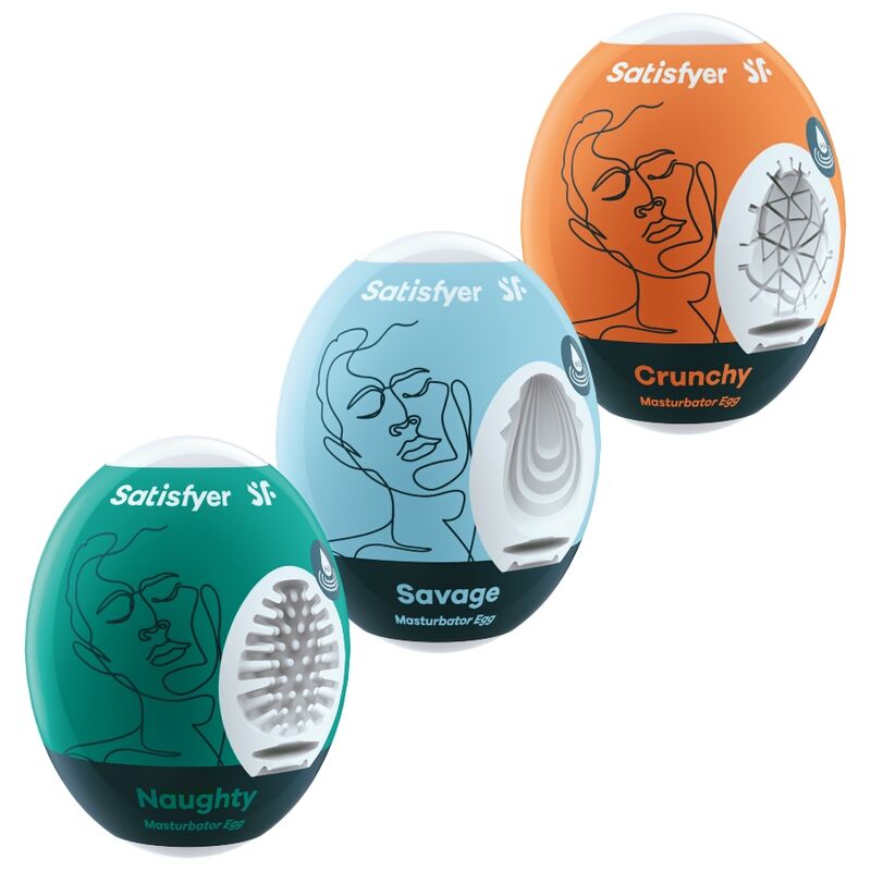 SATISFYER - 3 MASTURBATOR-EIER NAUGHTY, SAVAGE & CRUNCHY