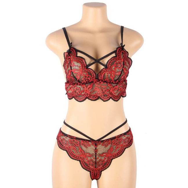 SUBBLIME - ZWEITEILIGES SET SPITZENTOP UND SLIP S/M