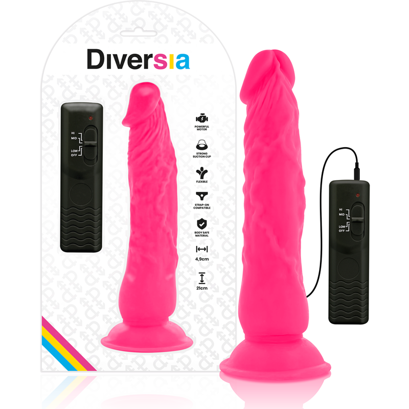 DIVERSIA - FLEXIBLE VIBRATING Wellness Device PINK 21 CM -O- 4.9 CM