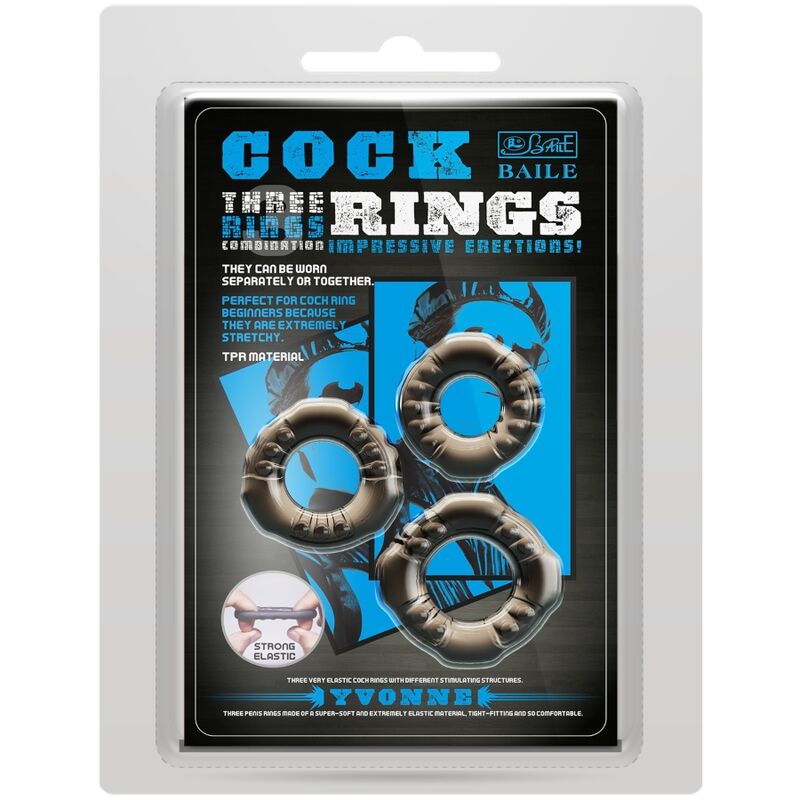 BAILE - Intimate Wellness RingS YVONNE SET 3 PENIS RINGS