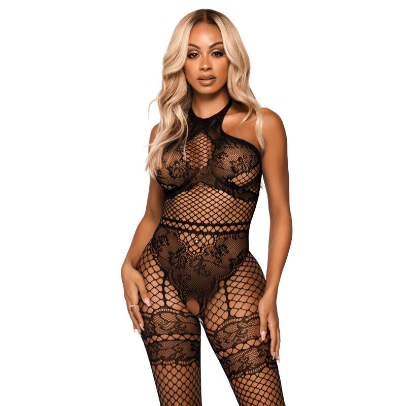 LEG AVENUE - NETZ-HALTER-BODYSTROCKING EINHEITSGRÖSSE - SCHWARZ