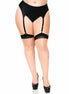 LEG AVENUE - PLUS LYCRA SHEER 2 TONE THIGH HIGH WITH BACKSEAM AND CUBAN HEEL