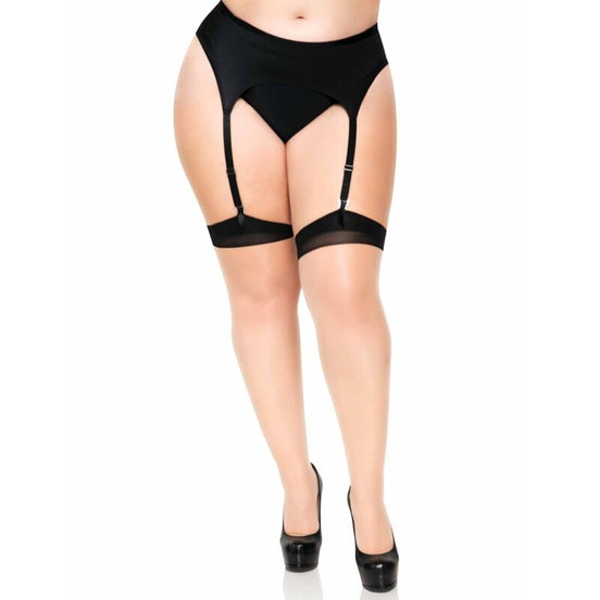 LEG AVENUE - PLUS LYCRA TRANSPARENTER 2-FARBIGER OVERKNEE-STRUMPF MIT NAHT UND KUBANISCHEM ABSATZ