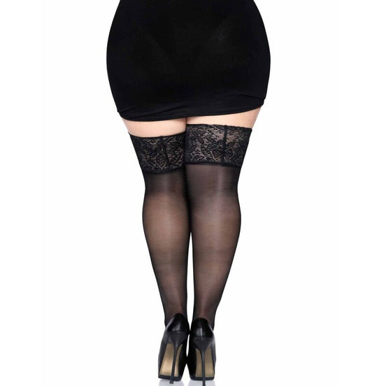 LEG AVENUE – SCHWARZE STRÜMPFE MIT BREITER SPITZE EINHEITSGRÖSSE