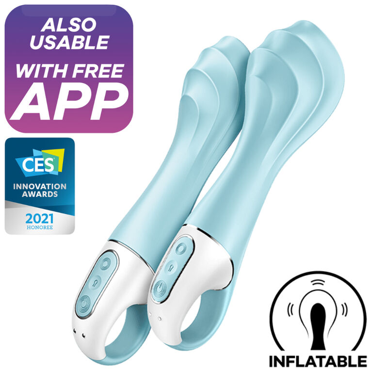 SATISFYER - AIR PUMP Sensory Device 5+ INFLATABLE G-SPOT Sensory Device APP BLUE