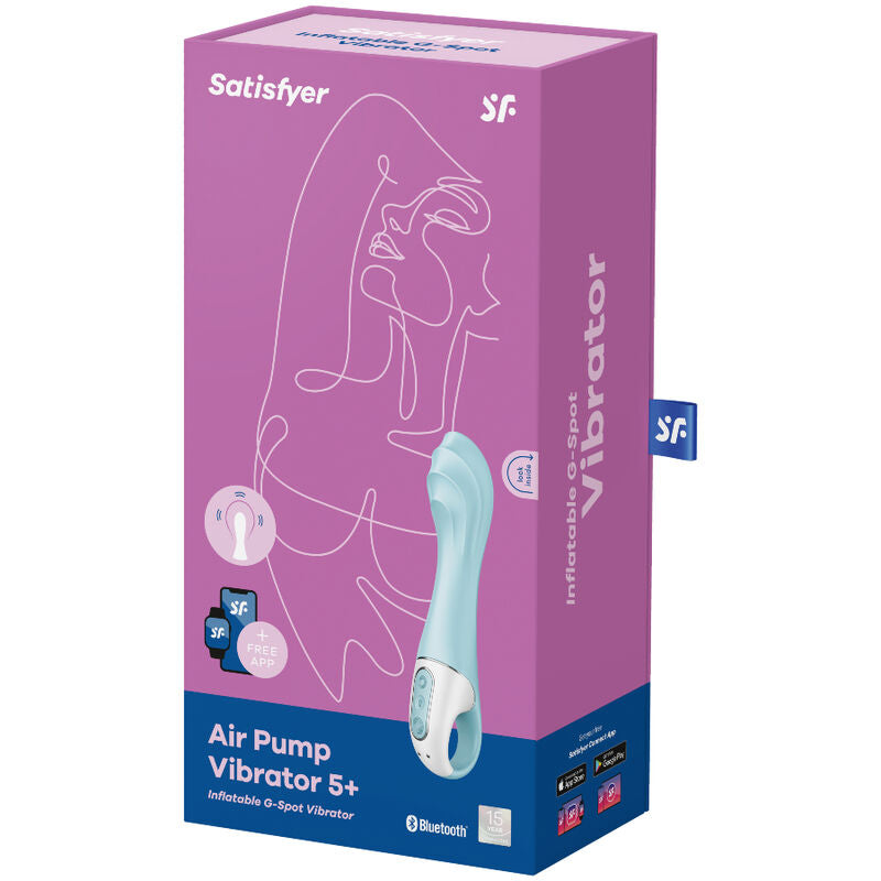 SATISFYER - AIR PUMP Sensory Device 5+ INFLATABLE G-SPOT Sensory Device APP BLUE