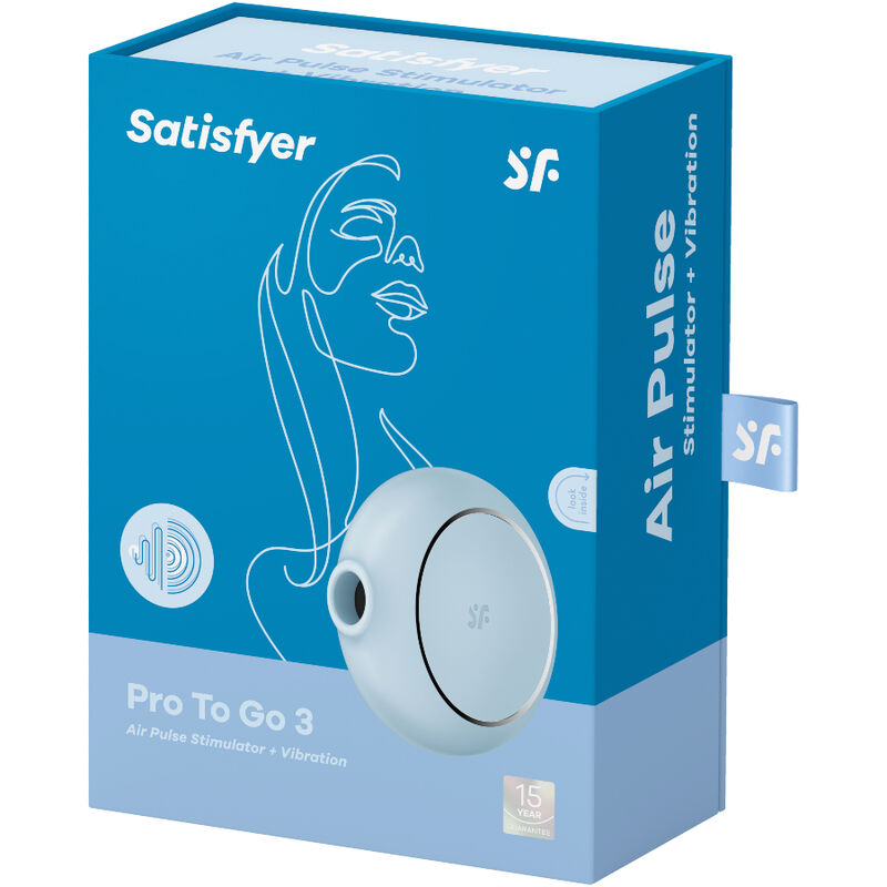 SATISFYER - PRO TO GO 3 DOUBLE AIR PULSE STIMULATOR & Sensory Device BLACK