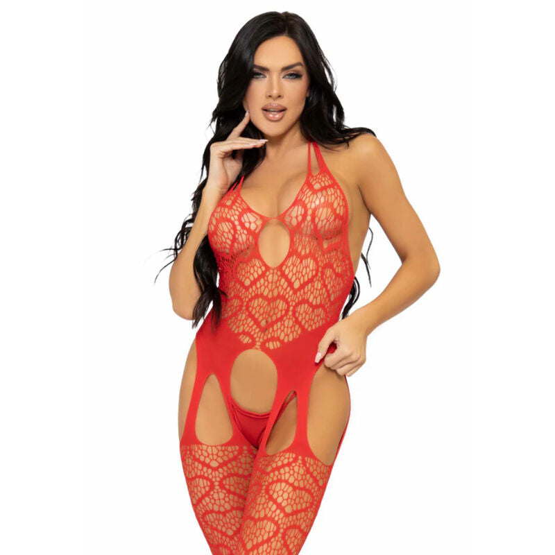 LEG AVENUE - NETZ-BODYSTOCKING MIT TRÄGERN EINHEITSGRÖSSE - SCHWARZ