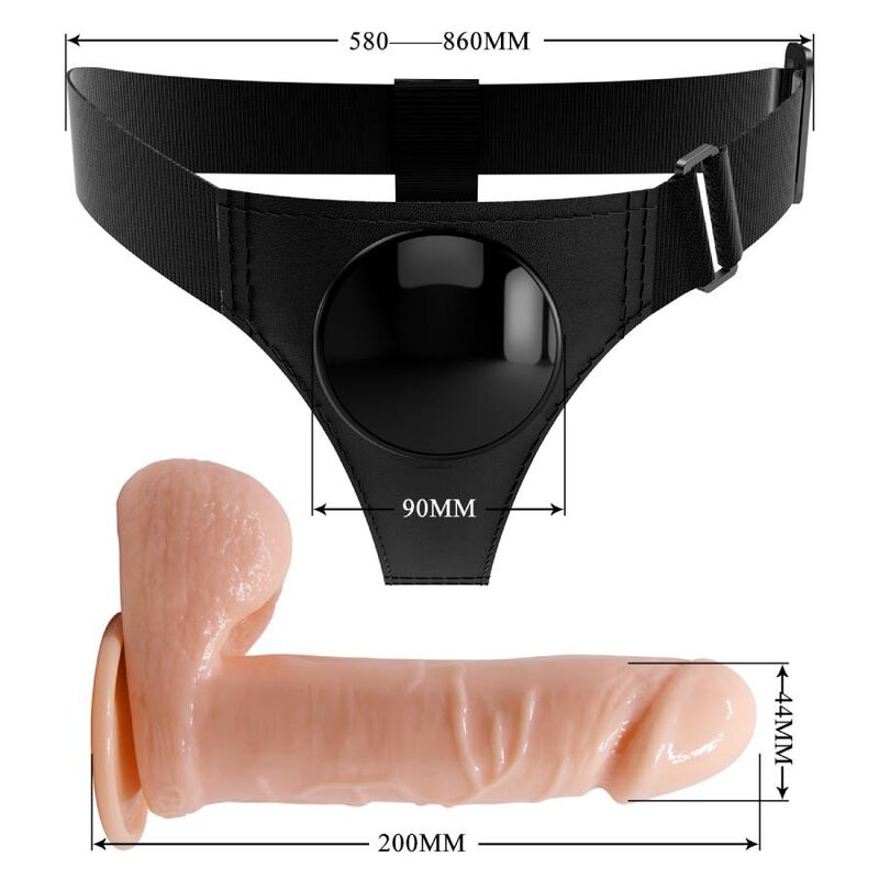 PRETTY LOVE - HARNESS BRIEFS UNIVERSAL HARNESS WITH Wellness Device TOM 20 CM NATURAL
