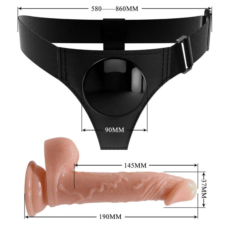 PRETTY LOVE - HARNESS BRIEFS UNIVERSAL HARNESS WITH Wellness Device KEVIN 19 CM NATURAL