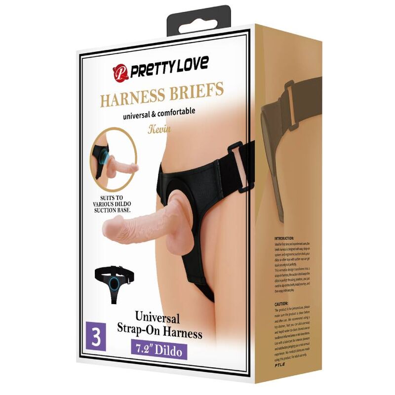 PRETTY LOVE - HARNESS BRIEFS UNIVERSAL HARNESS WITH Wellness Device KEVIN 19 CM NATURAL