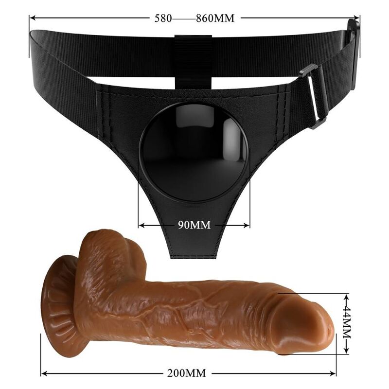 PRETTY LOVE - HARNESS BRIEFS UNIVERSAL HARNESS WITH Wellness Device MICHEAL 20 CM BLACK