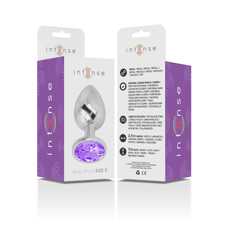 INTENSE - ANALE PLUG AUS ALUMINIUM MIT VIOLETTEM KRISTALL GRÖSSE S