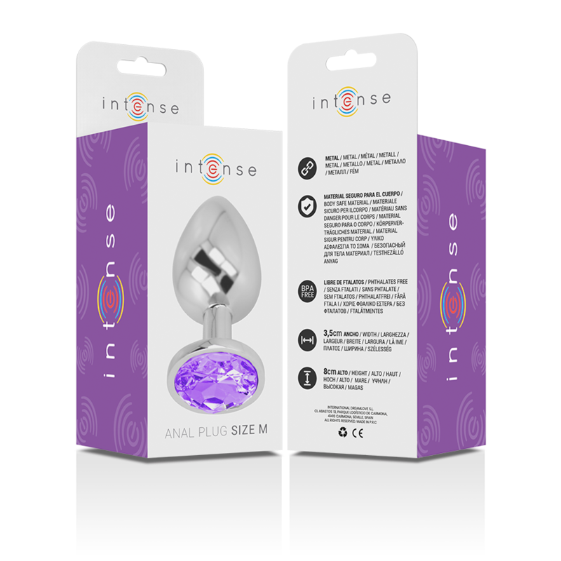 INTENSE - ALUMINIUM-METALL-ANALDILDO MIT VIOLETTEM KRISTALL GRÖSSE M