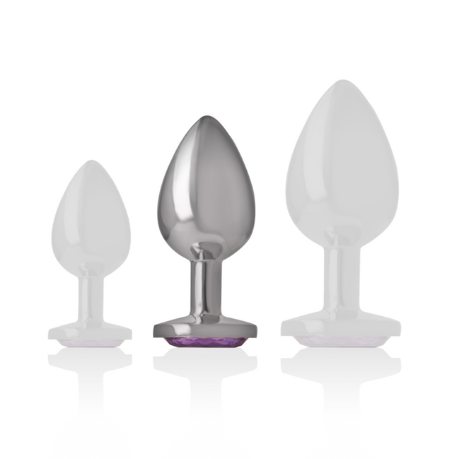 INTENSE - ALUMINIUM-METALL-ANALDILDO MIT VIOLETTEM KRISTALL GRÖSSE M