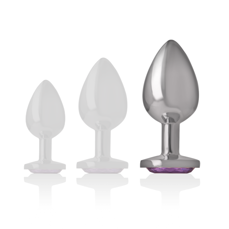 INTENSE - ALUMINIUM METALL ANALPLUG MIT VIOLETTEM KRISTALL GRÖSSE L