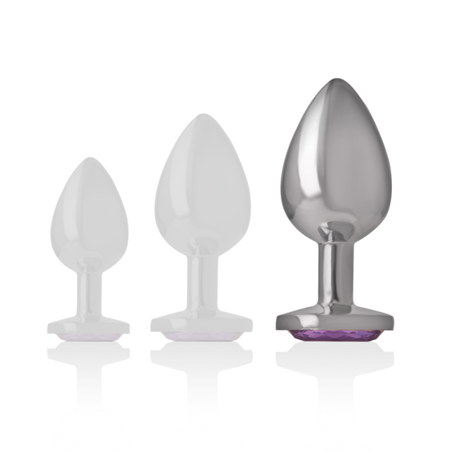 INTENSE - ALUMINIUM METALL ANALPLUG MIT VIOLETTEM KRISTALL GRÖSSE L