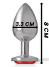 INTENSE - METALL ANALPLUG MIT ROTEM KRISTALL GRÖSSE M