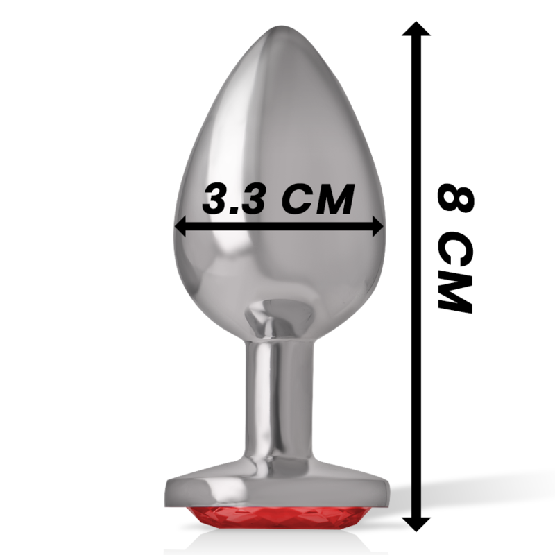 INTENSE - METALL ANALPLUG MIT ROTEM KRISTALL GRÖSSE M