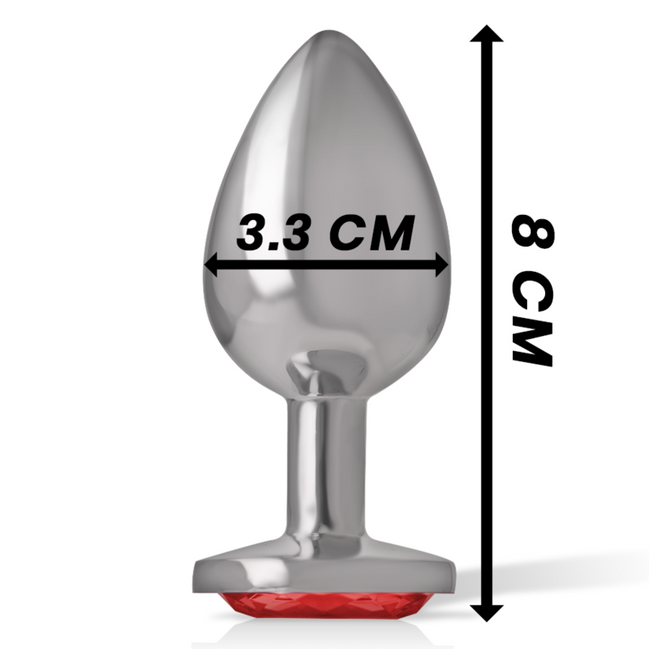 INTENSE - METALL ANALPLUG MIT ROTEM KRISTALL GRÖSSE M