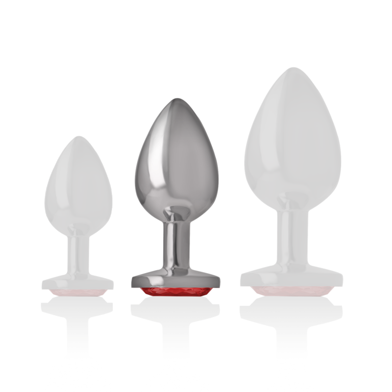 INTENSE - METALL ANALPLUG MIT ROTEM KRISTALL GRÖSSE M