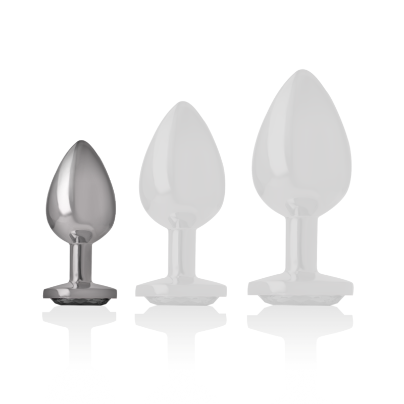INTENSE - ANALPLUG AUS ALUMINIUM MIT SCHWARZEM KRISTALL GRÖSSE S