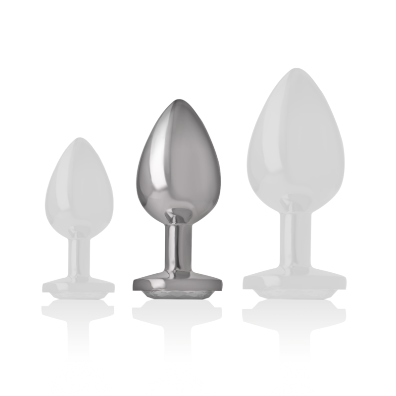 INTENSIV - ANALTIEFENSTECKER AUS ALUMINIUM METALL MIT SILBERNEM KRISTALL GRÖSSE M