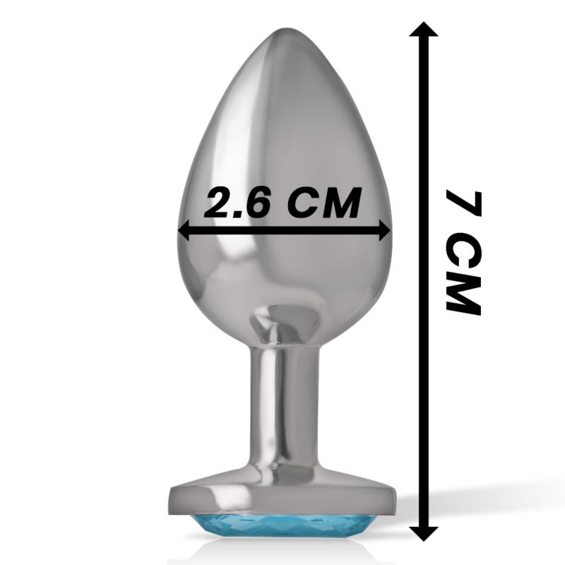 INTENSE - ANALE METALLPLUG AUS ALUMINIUM MIT BLAUEM KRISTALL GRÖSSE S