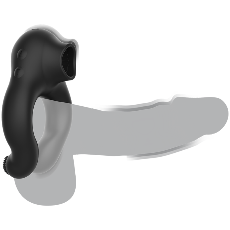 BLACK&SILVER - SILICONE Sensory Device RING 3 MOTORS RECHARGEABLE BLACK