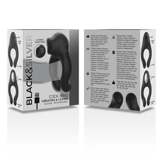 BLACK&SILVER - SILIKON Sensorisches Gerät RING 3 MOTOREN WIEDERAUFLADBAR SCHWARZ